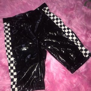 dolls kill biker checkered shorts